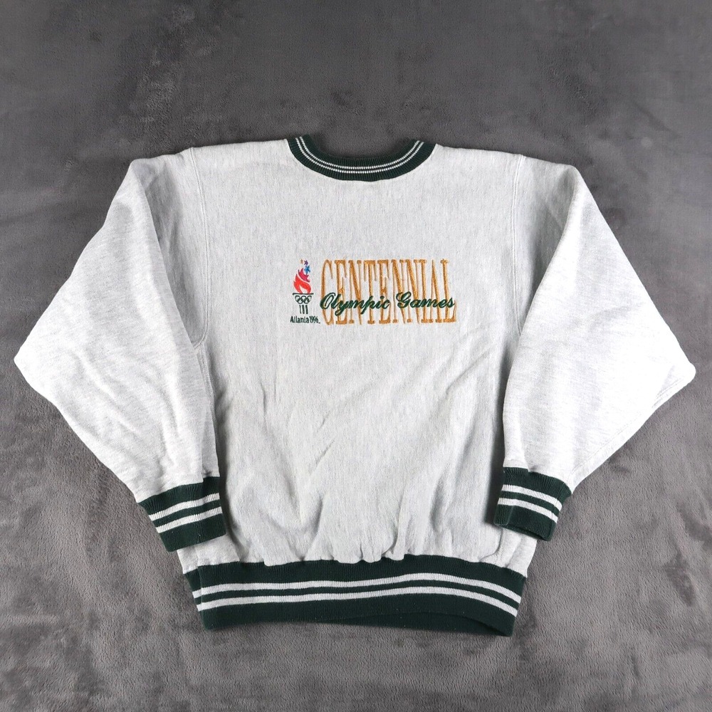 Vintage 90s Champion Sweatshirt Mens M Gray Atlanta 1996 Olympics Reverse Weave